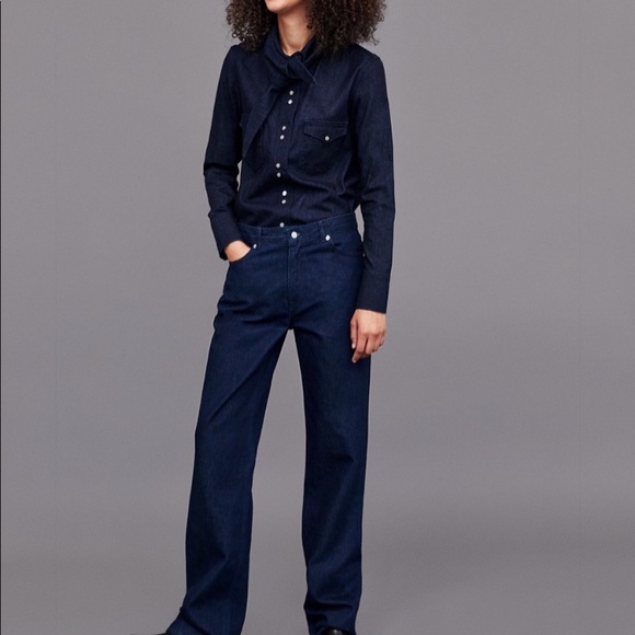 ZARA Heritage Straight Sunset Blue Denim Jeans 2 - Picture 3 of 14